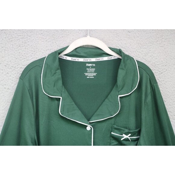 Born Green Long Sleeve Pajama Set-Size Large-Drawstring-Soft - Picture 13 of 16